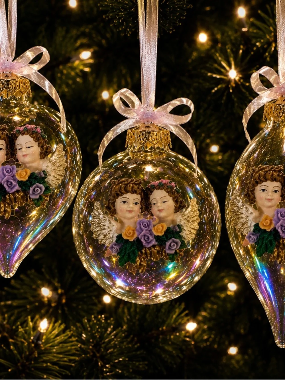 Vintage 1996 House of Lloyd Blossom Cherub Ornaments Set of 3 NWT